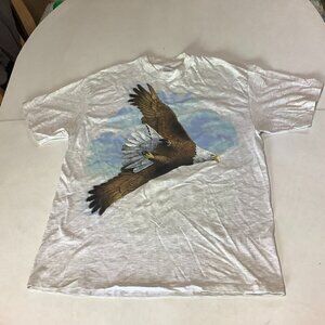 Vintage Hanes Eagle Single Stitch Double Sided Gray Outdoors Wildlife Size L